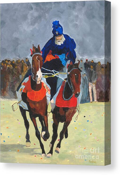 Horse Canvas Print featuring the painting Syncronizing by Rodney Campbell