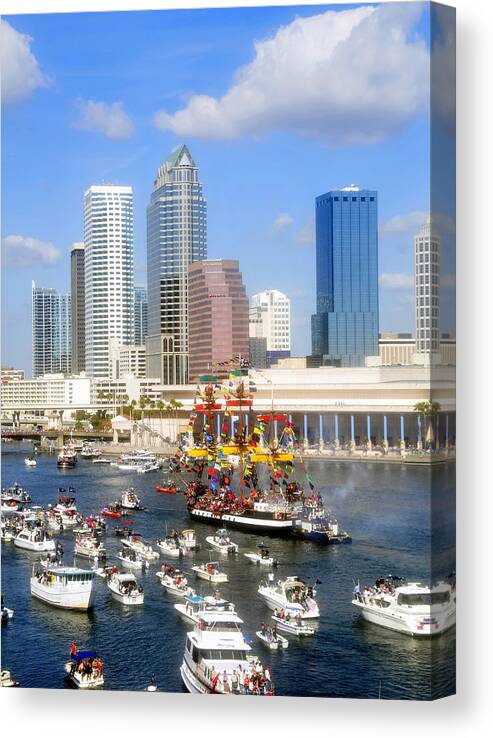 Gasparilla Canvas Print featuring the photograph Tampa's Flag Ship by David Lee Thompson