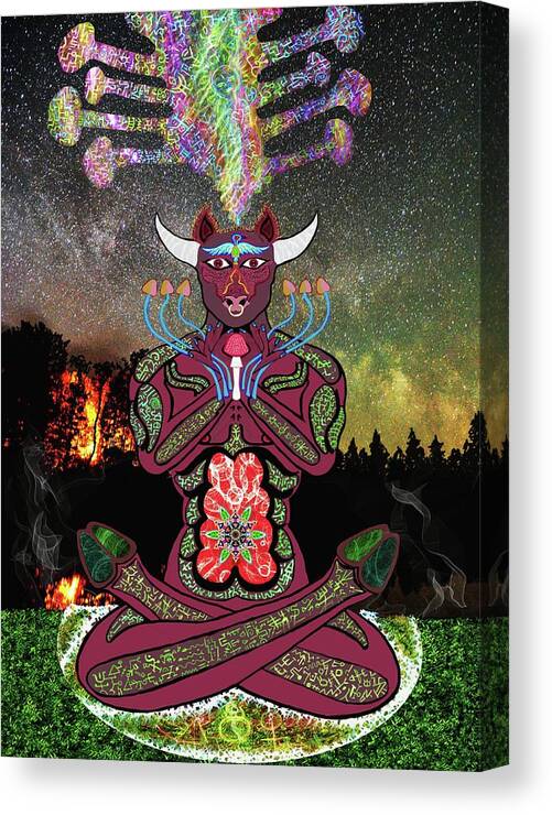 Zodiac Canvas Print featuring the digital art Taurus -Psychedelic Zodiac by Myztico Campo