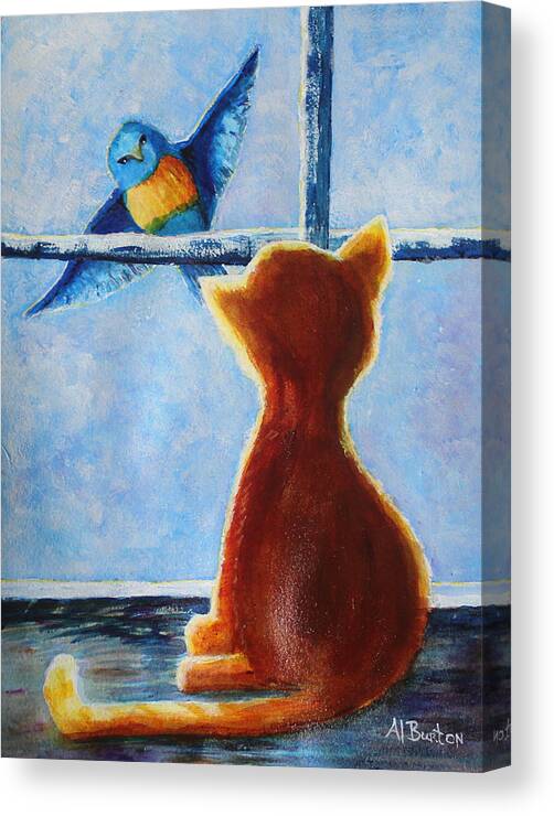 Cat Canvas Print featuring the painting Teasing Cat by April Burton