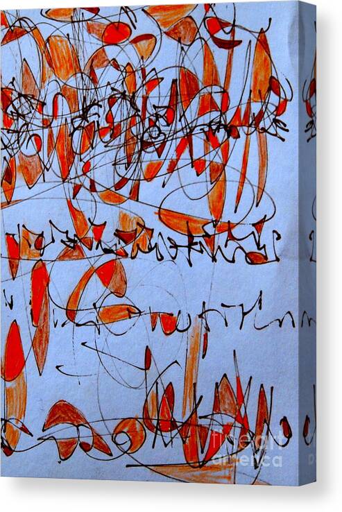 Abstract Pen Canvas Print featuring the painting The Beach Crowd by Nancy Kane Chapman