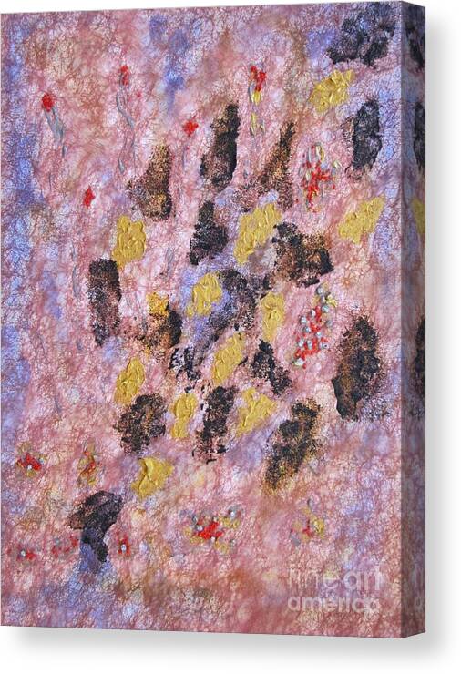 Mixed Media With Textiles Canvas Print featuring the painting The beginning of Life by Pilbri Britta Neumaerker