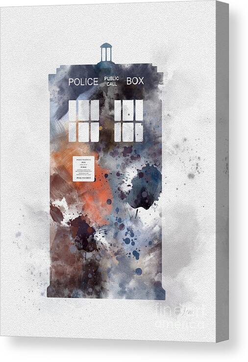 Doctor Who Canvas Print featuring the mixed media The Blue Box by My Inspiration