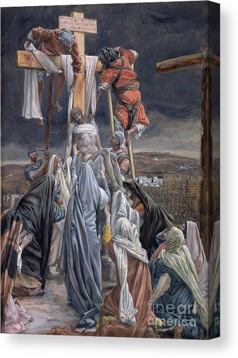 The Canvas Print featuring the painting The Descent from the Cross by Tissot