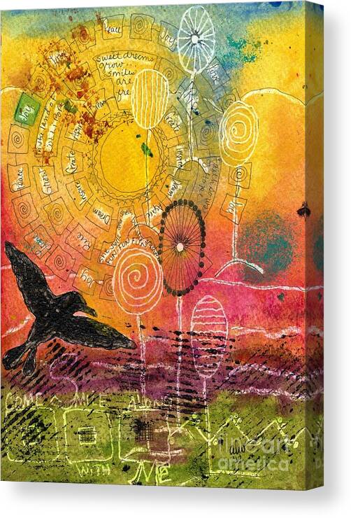 Acrylic Canvas Print featuring the mixed media The Ferris Wheel of LIFE - WIP by Angela L Walker