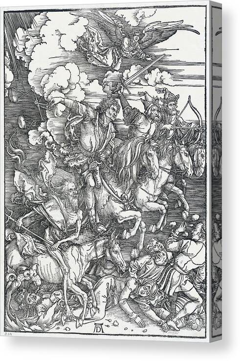 Durer Canvas Print featuring the drawing The Four Horsemen by Albrecht Durer