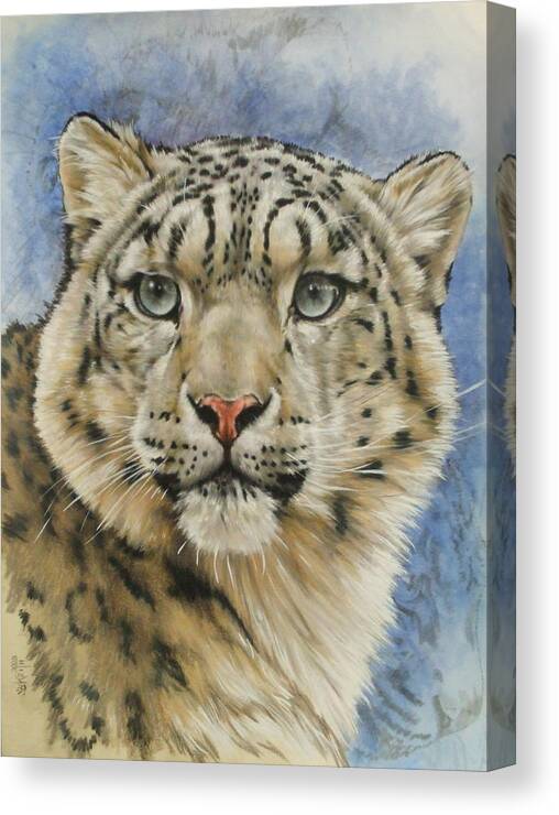 Snow Leopard Canvas Print featuring the mixed media The Gaze by Barbara Keith