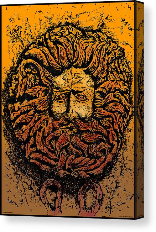 Monuments Canvas Print featuring the drawing The Gorgon Man Celtic Snake Head by Larry Butterworth