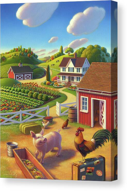 Farm Scene Canvas Print featuring the painting Welcome Home by Robin Moline