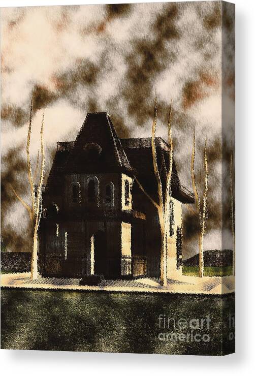 Horror Canvas Print featuring the painting The House From Psycho by Esoterica Art Agency