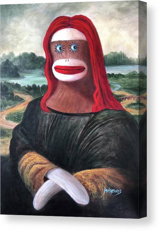 Mona Lisa Canvas Print featuring the painting The Monkey Lisa by Rand Burns