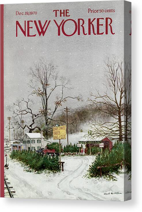 Christmas Canvas Print featuring the painting The New Yorker Cover - December 19th, 1970 by Albert Hubbell