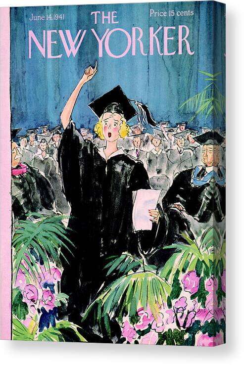 Graduation Canvas Print featuring the painting New Yorker June 14, 1941 by Perry Barlow