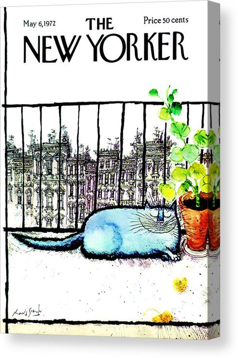 Animals Canvas Print featuring the painting The New Yorker Cover - May 6th, 1972 by Ronald Searle
