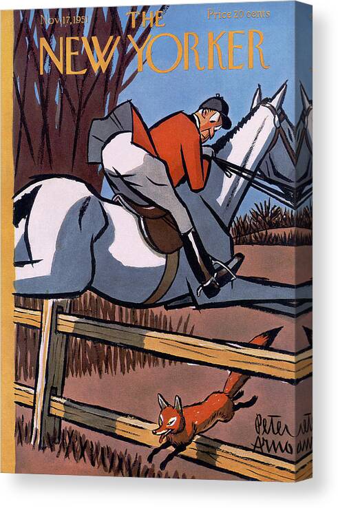 Horse Canvas Print featuring the painting New Yorker November 17, 1951 by Peter Arno