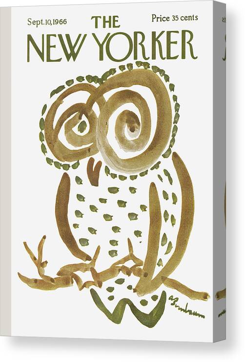 Owl Canvas Print featuring the painting New Yorker September 10th, 1966 by Abe Birnbaum