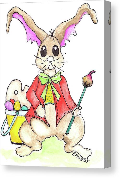 Bunny Canvas Print featuring the painting The Painter by Rosemary Aubut