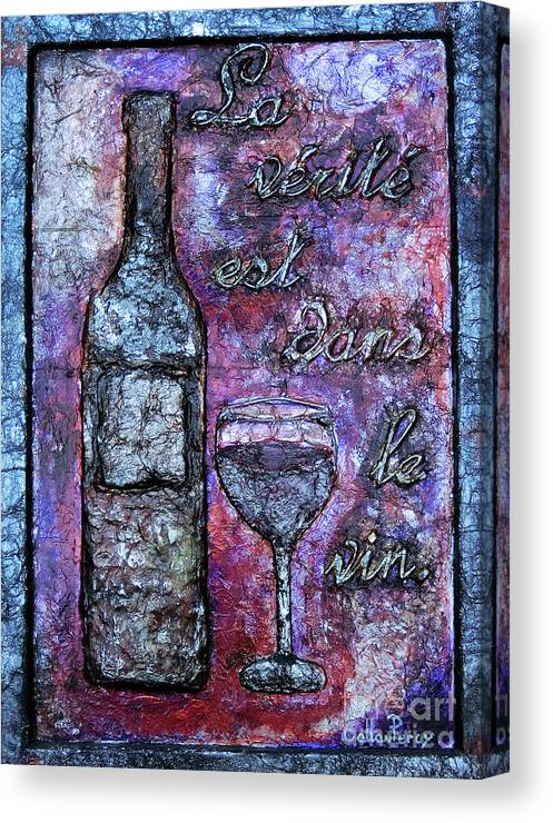 Wine Canvas Print featuring the mixed media The Philosophy Of Wine by Callan Art