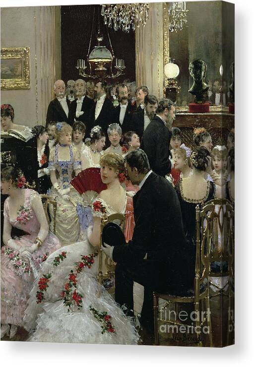 The Canvas Print featuring the painting The Soiree by Jean Beraud