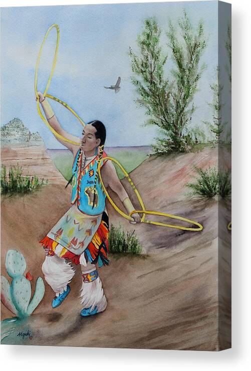 Native American Canvas Print featuring the painting The Storyteller by Kelly Miyuki Kimura