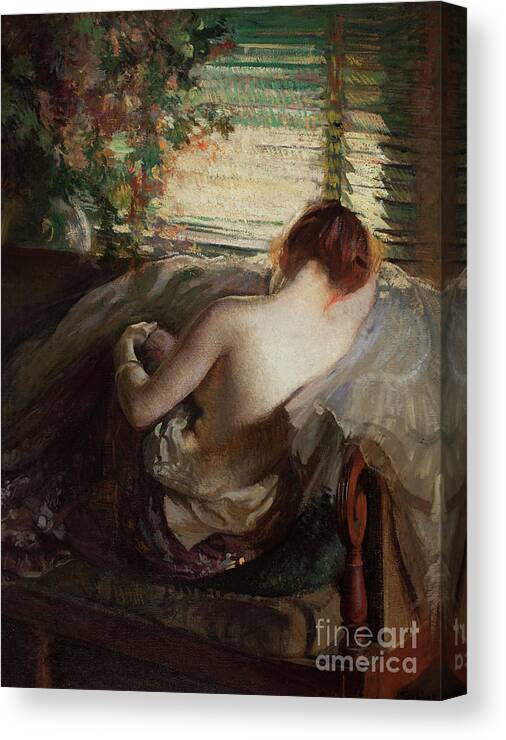 The Venetian Blind Canvas Print featuring the painting The Venetian Blind by Edmund Charles Tarbell