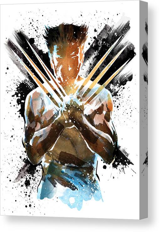 The Wolverine Canvas Print featuring the painting The wolverine - superhero by Unique Drawing