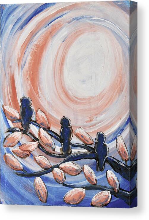 Blue Canvas Print featuring the painting Three Blue by April Burton