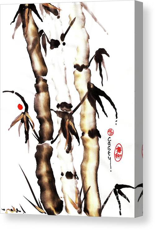 Sumi Canvas Print featuring the painting Three Golden Graces by Casey Shannon