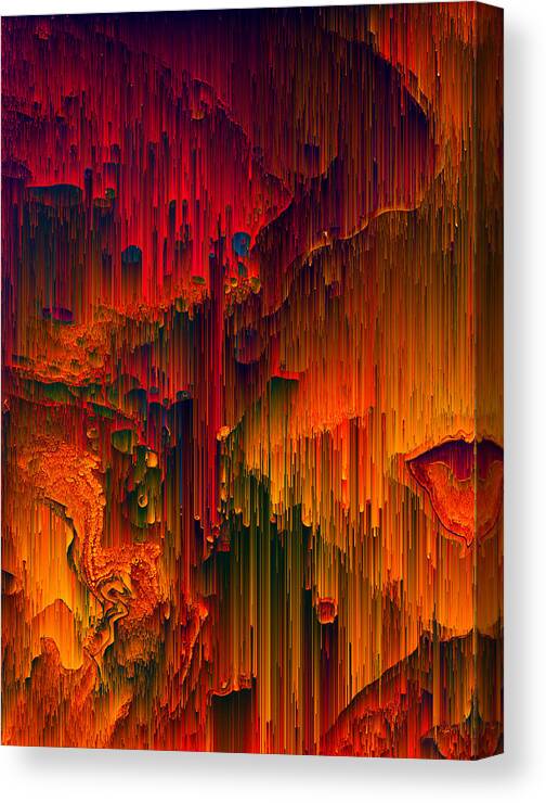Glitch Canvas Print featuring the digital art Toxic Rain - Pixel Art by Jennifer Walsh