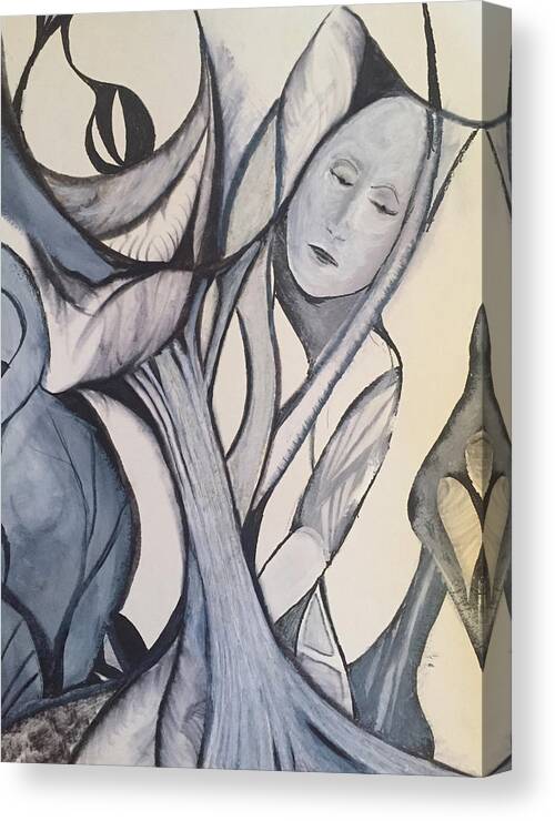 Contemporary Expressionist Drawing Canvas Print featuring the drawing Tree Angel by Dennis Ellman