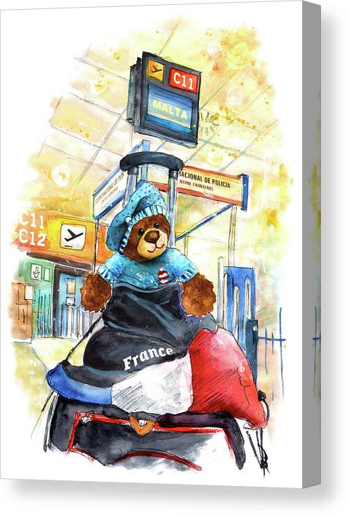 Travel Canvas Print featuring the painting Truffle McFurry On His Way To Malta by Miki De Goodaboom