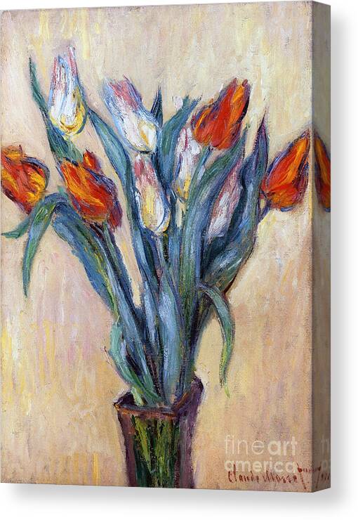 Tulips Canvas Print featuring the painting Tulips by Claude Monet