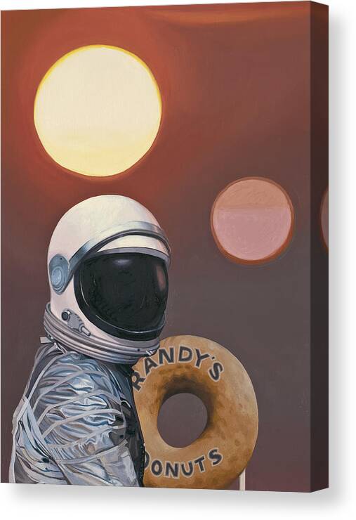 Space Canvas Print featuring the painting Twin Suns and Donuts by Scott Listfield