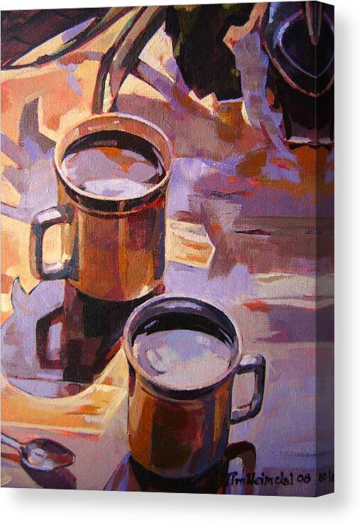 Still Life Canvas Print featuring the painting Two Coffees Take 2 by Tim Heimdal