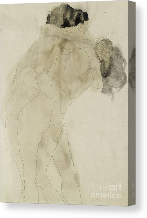 Two Canvas Print featuring the painting Two embracing figures by Auguste Rodin