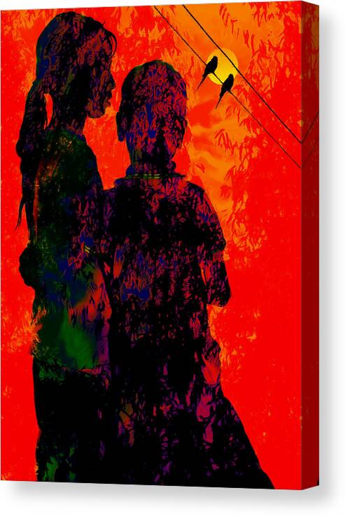 Two Canvas Print featuring the digital art Two of us by Bliss Of Art