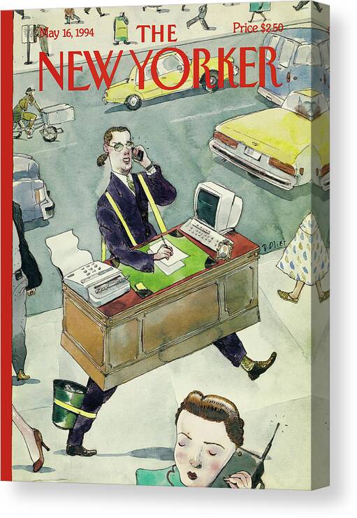 Upwardly Mobile Canvas Print featuring the drawing New Yorker May 16th, 1994 by Barry Blitt
