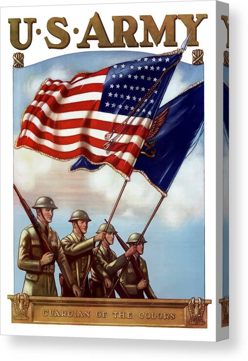 Us Army Canvas Print featuring the painting US Army -- Guardian Of The Colors by War Is Hell Store
