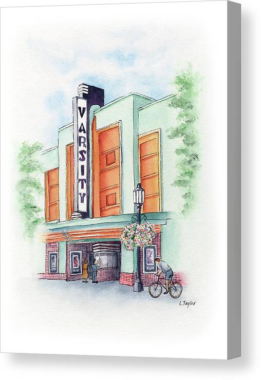 Old Theater Canvas Print featuring the painting Varsity on Main by Lori Taylor