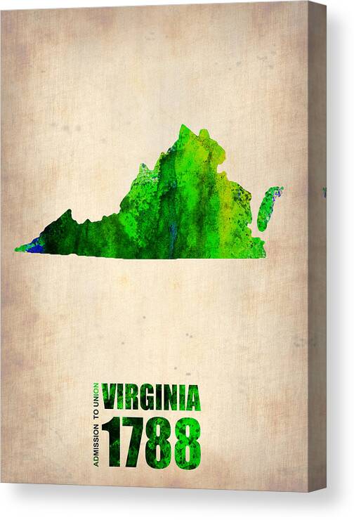 Virginia Canvas Print featuring the digital art Virginia Watercolor Map by Naxart Studio