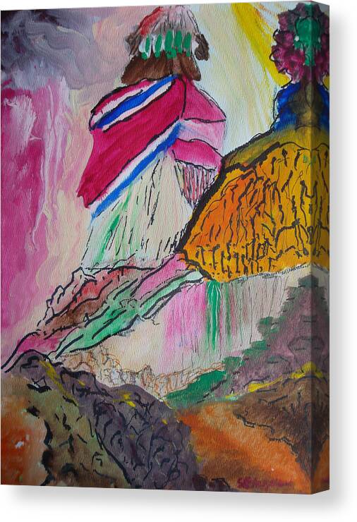 Native American Canvas Print featuring the painting Vision Quest by Susan Esbensen