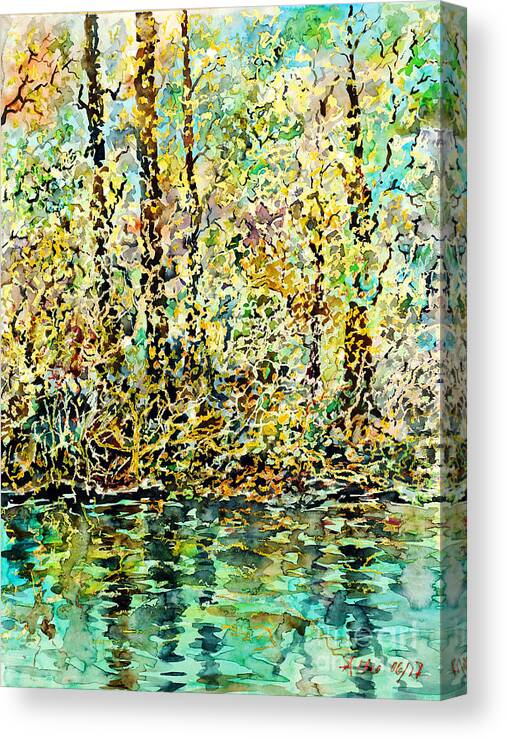 Watercolor Canvas Print featuring the painting Water Kissing Land by Almo M