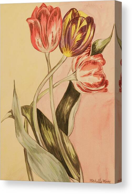Flowers Canvas Print featuring the painting Watercolor Flowers by Michelle Miron-Rebbe