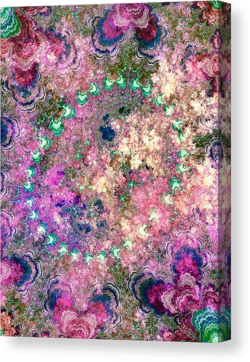 Floral Flowers Tapestry Bedspread Duvet Cover Fushia Navy Blue Teal Pink Cream Swirls Soft Softness Tablecloth Midwest Wear Love Canvas Print featuring the photograph Wear Love Floral Tapestry by Diane Lindon Coy