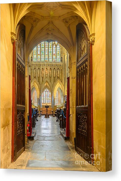Wells Cathedral Canvas Print featuring the photograph WellsCathedral, the Quire by Colin Rayner