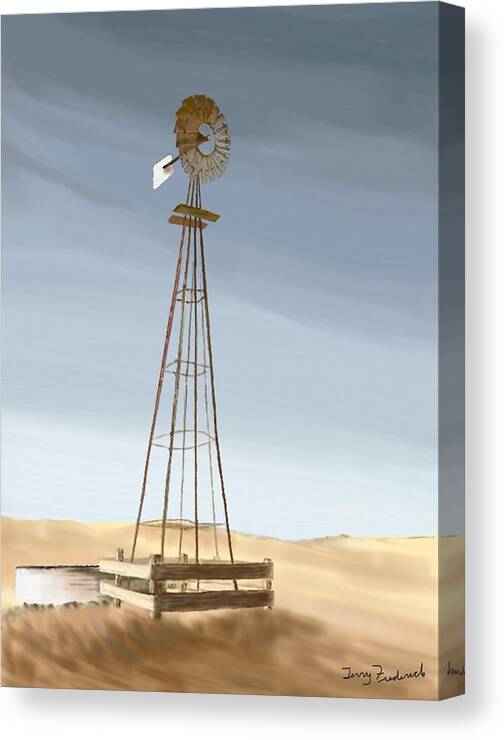  Windmill Canvas Print featuring the painting Windmill by Terry Frederick