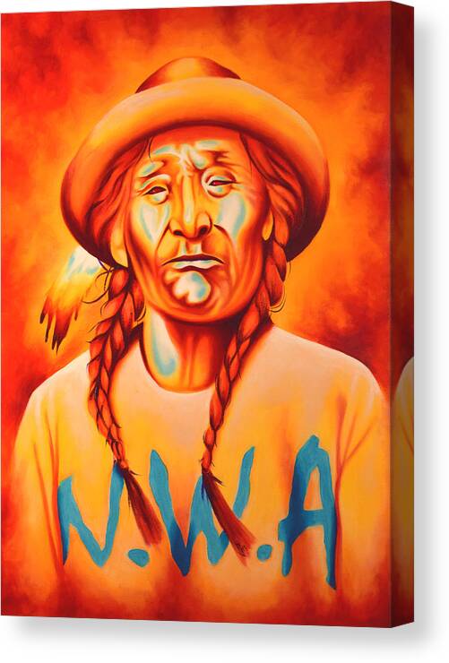 Native American Art Canvas Print featuring the painting With Attitude by Robert Martinez