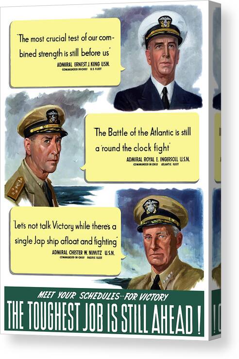 Navy Canvas Print featuring the painting WW2 US Navy Admirals by War Is Hell Store