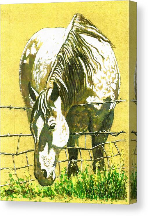 Art Canvas Print featuring the painting Yellow Horse by Bern Miller
