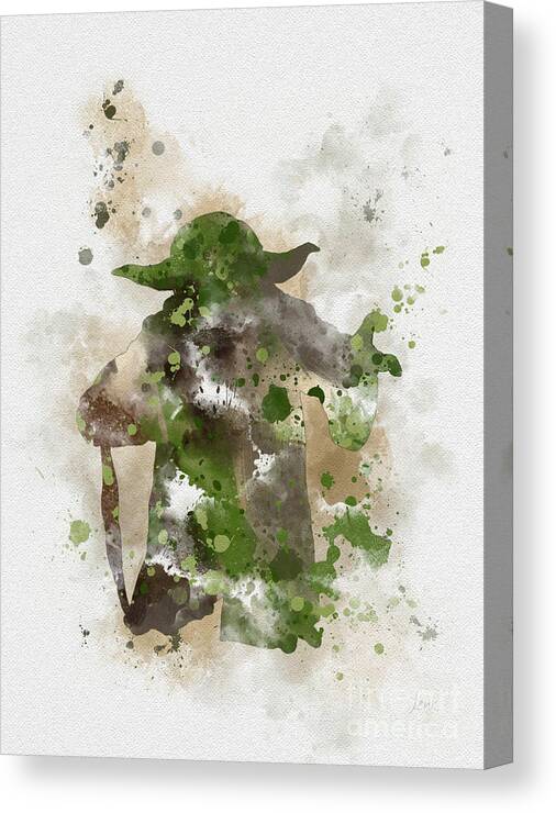 Star Wars Canvas Print featuring the mixed media Yoda by My Inspiration